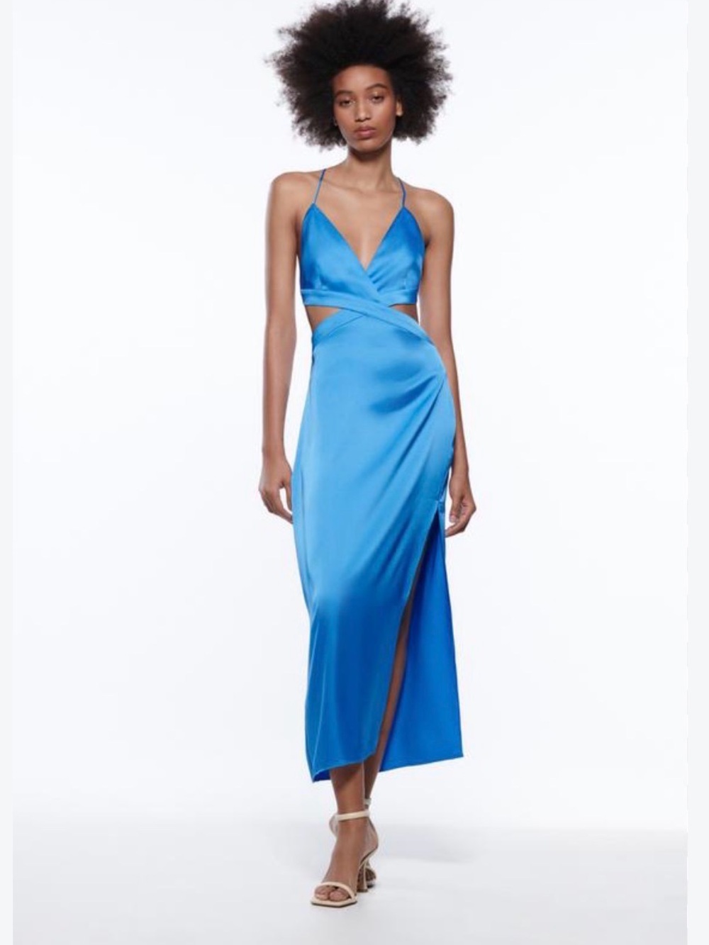 Zara Satin Effect Cut Out Dress